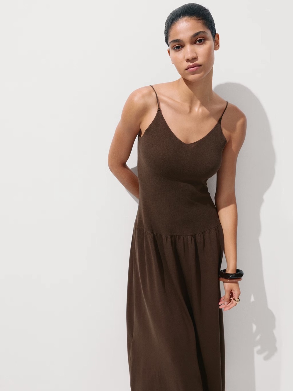 MANGO KNITTED DRESS WITH GATHERED DETAIL